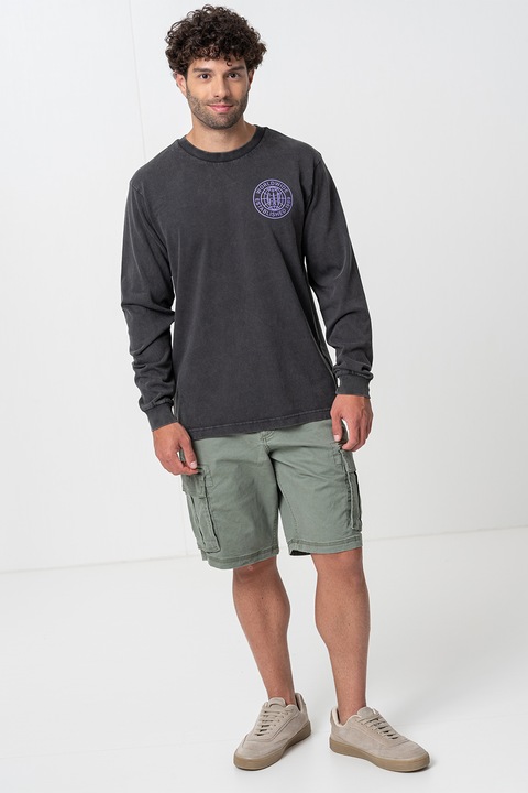 GAP, Bluza cu imprimeu logo pe partea din spate, Ametist/Gri antracit