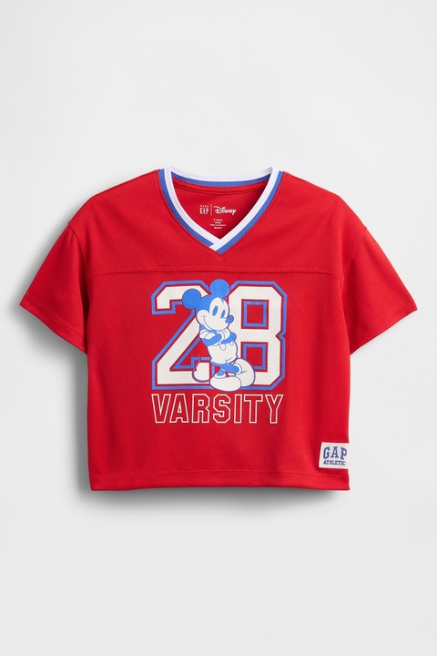 GAP, Tricou cu imprimeu si decolteu in V, Rosu