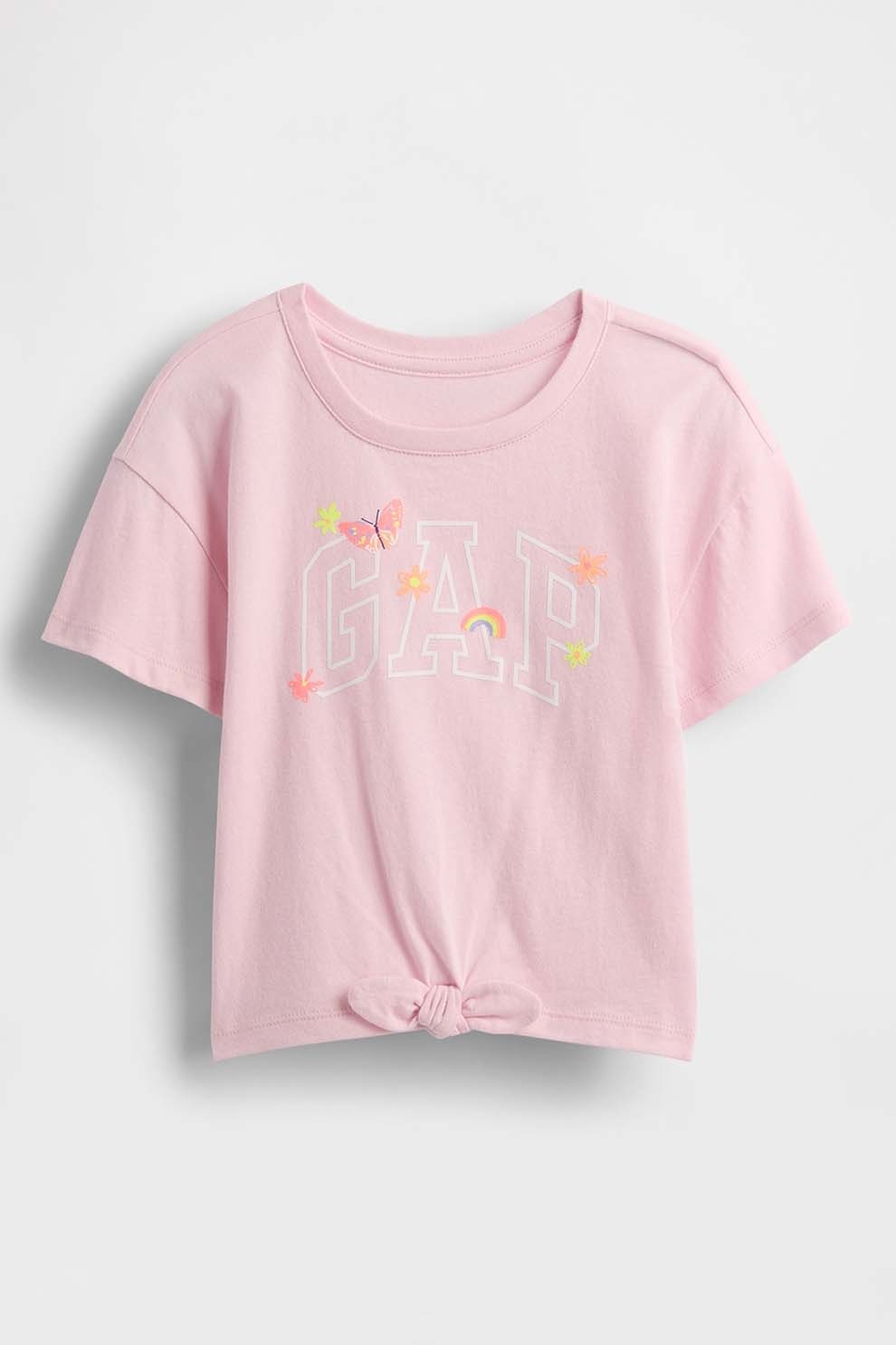 GAP, Tricou cu detaliu nod, Roz pastel, 90 CM