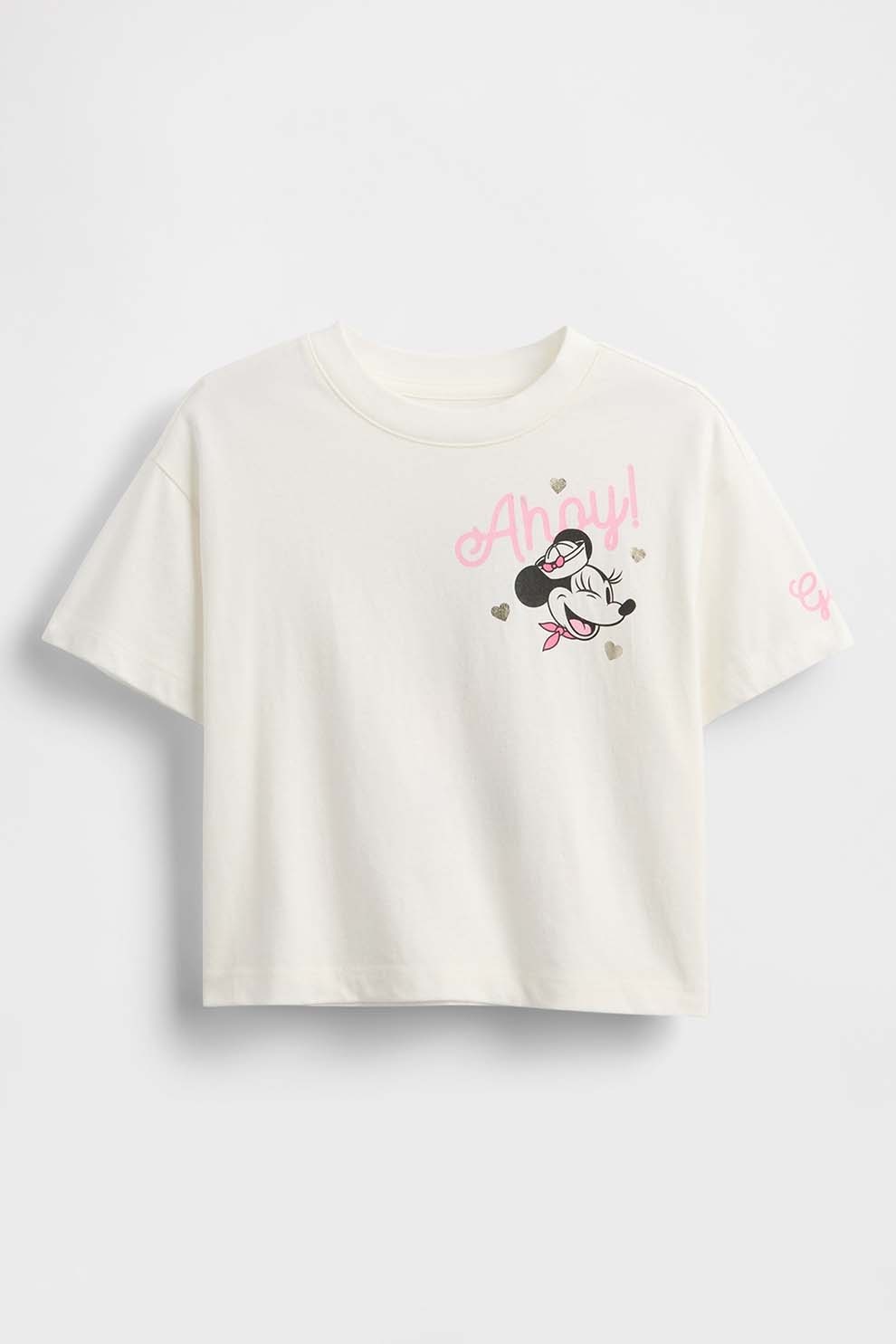 GAP, Tricou cu imprimeu Minnie Mouse, Alb, Negru, Roz, 80 CM