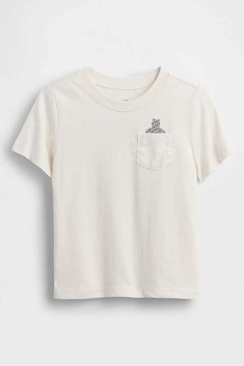 GAP, Tricou cu imprimeu pe partea din spate, Alb/Negru