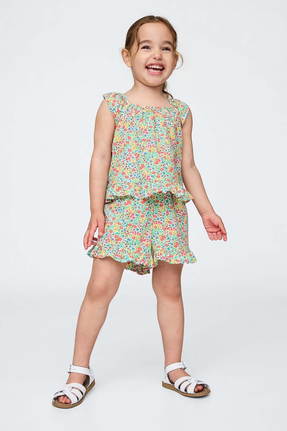 GAP, Set de pantaloni scurti si top cu model floral, Multicolor, 95 CM