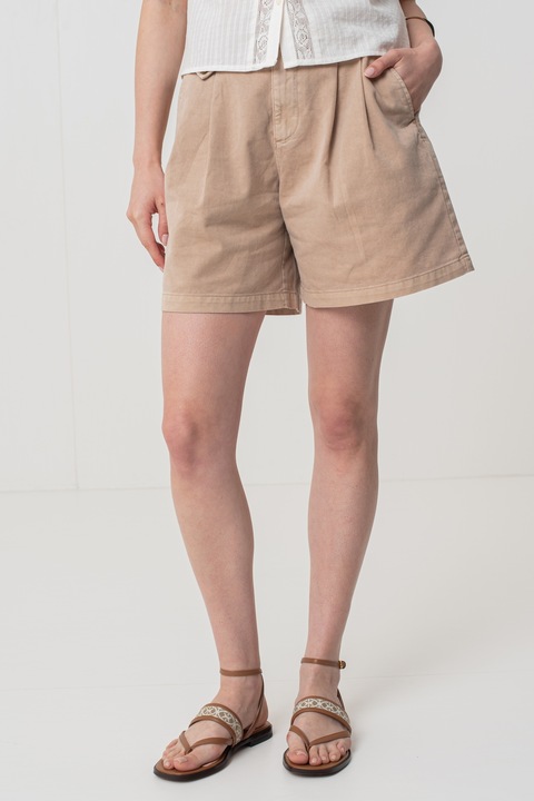 GAP, Pantaloni scurti cu croiala evazata si buzunare laterale, Maro nisip