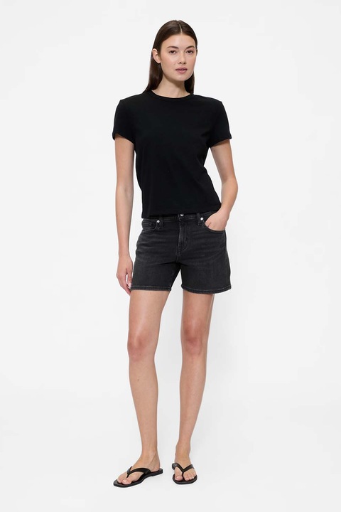 GAP, Pantaloni scurti de denim cu talie inalta, Negru