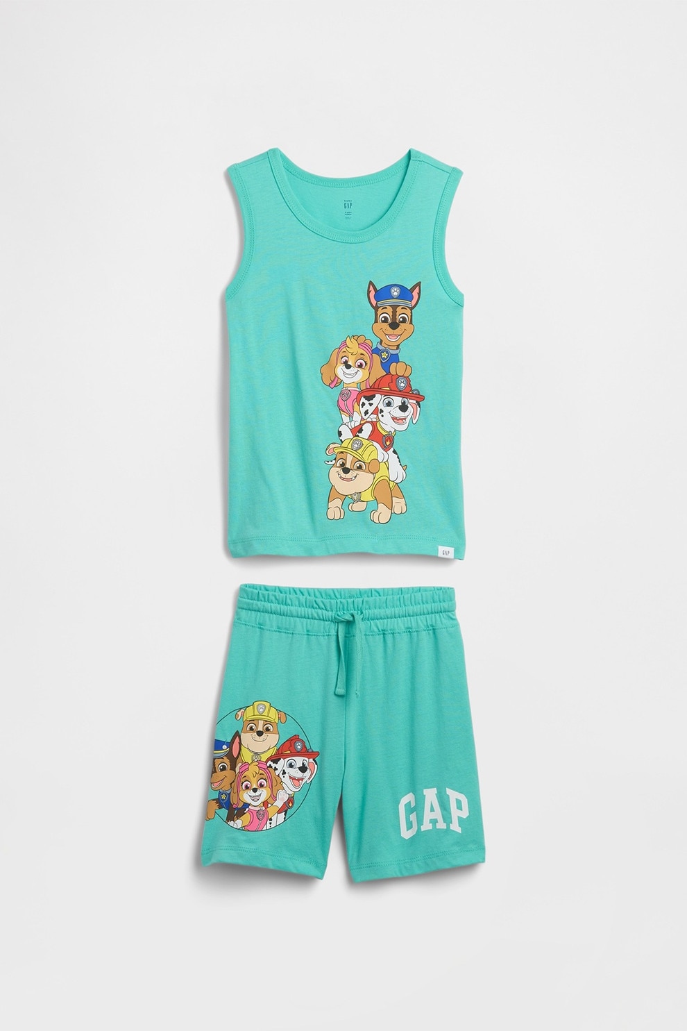 GAP, Set de imbracaminte cu model grafic - 2 piese, Turcoaz, Maro deschis, 90 CM