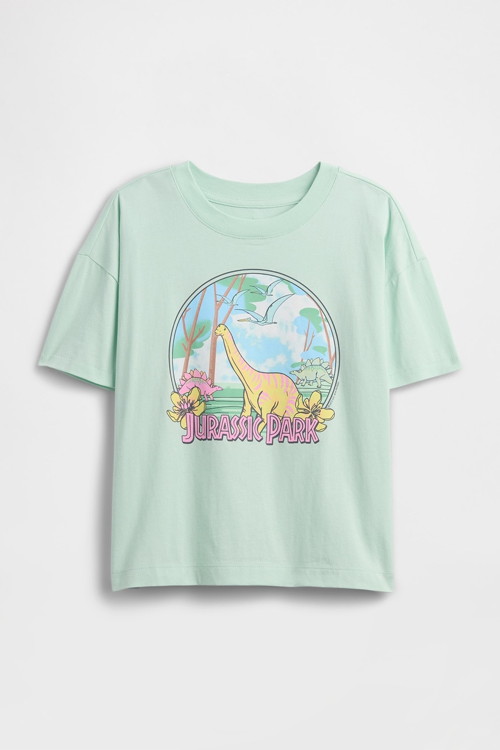 GAP, Tricou cu imprimeu cu desene, Galben, Verde pal, Roz, 120 CM