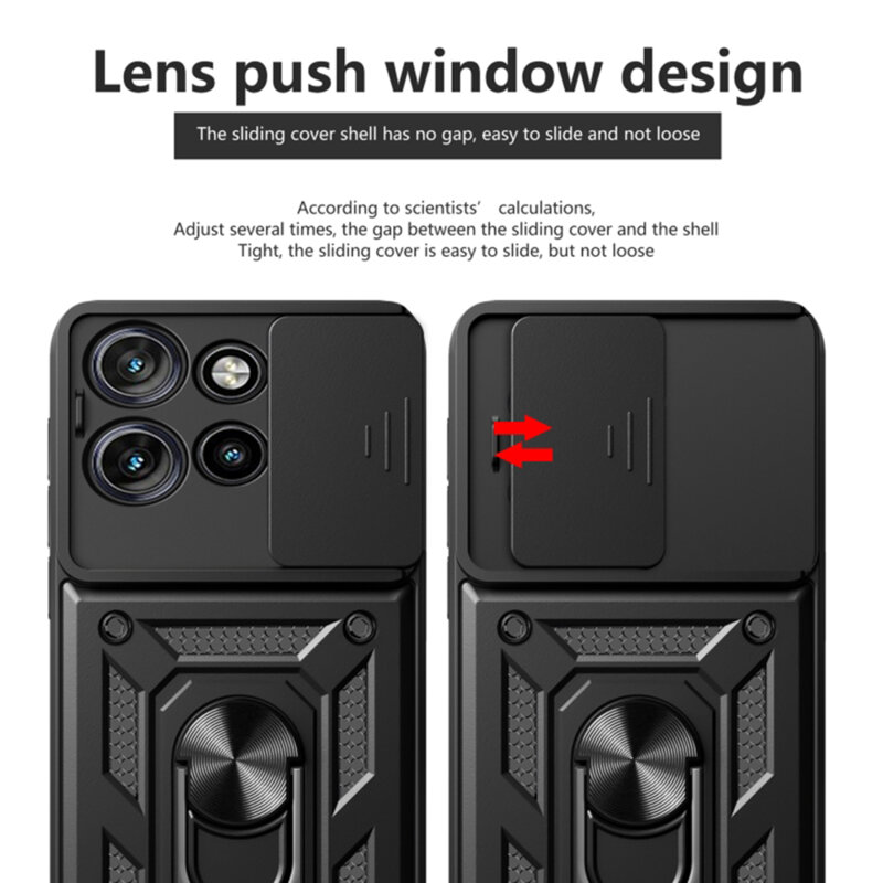 Husa telefon Mat-Tech compatibila cu Motorola Edge 50 Neo, Protectie Camera, Inel, Magnet, Anti-Shock, Rugged Protection, Negru