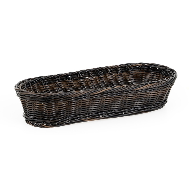 Дълъг овален кош от полиратан, Technica, 375x150x70 мм, черен