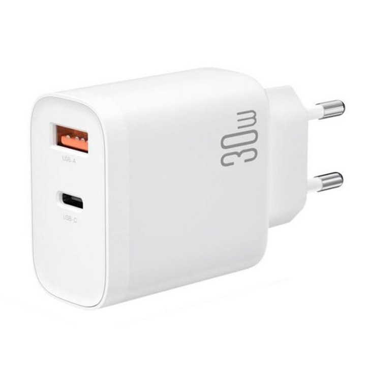 Адаптер за зарядно устройство XO-L116, двоен порт, бързо зареждане 30 W, бял