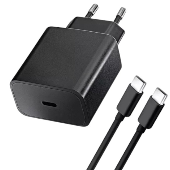 Hálózati töltő 25 W, G-Tech, C-típusú / C-típusú kábel, G-Tech, Gyorstöltés, Fekete