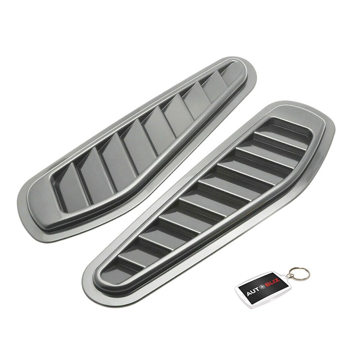 Set 2 Ornamente Grila Aer Gri Pentru Aripi Sau Capota Cu Breloc Autobliz