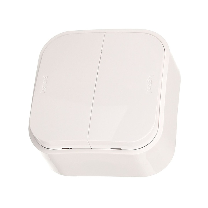 Intrerupator dublu Legrand Forix, montaj aplicat, interior, IP20, alb