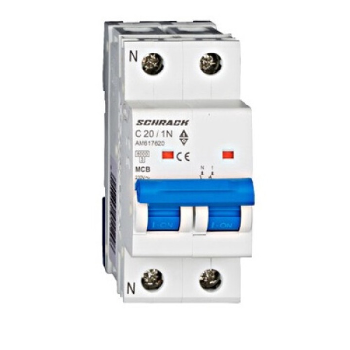 Intreruptor automat MCB, 1P+N, 20A, 6kA, curba C, AMPARO, AM617620--, Schrack