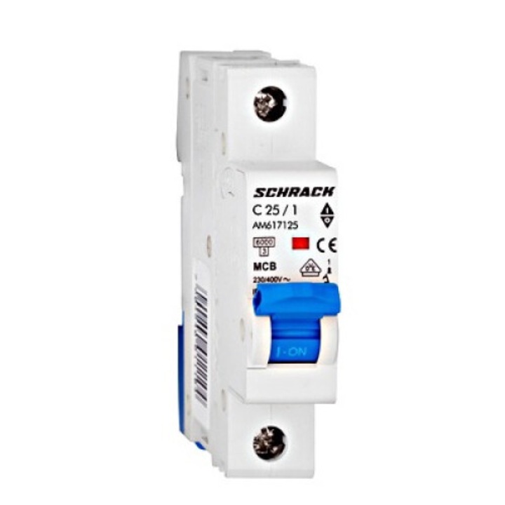 Intreruptor automat MCB, 1P, 25A, 6kA, curba C, AMPARO, AM617125--, Schrack
