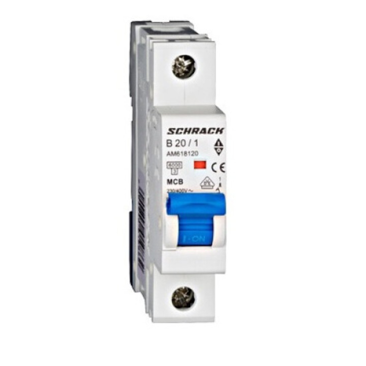 Intreruptor automat MCB, 1P, 20A, 6kA, curba B, AMPARO, AM618120--, Schrack