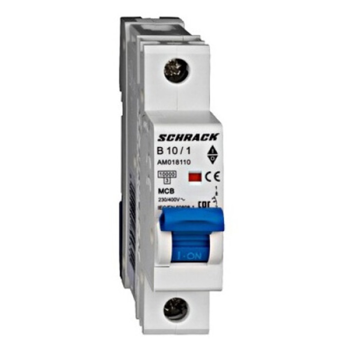 Intreruptor automat MCB, 1P, 10A, 10kA, curba B, AMPARO, AM018110--, Schrack