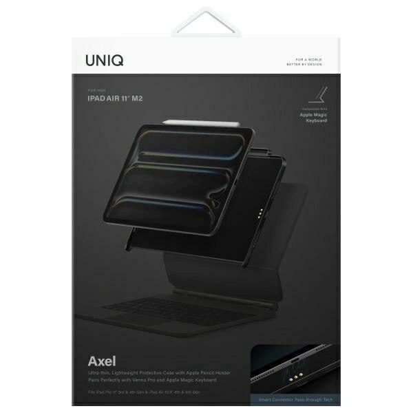 Husa iPad UNIQ Axel, neagra, policarbonat, microfibra, compatibila cu iPad Air 11" M2, iPad Air 10.9", iPad Pro 11"