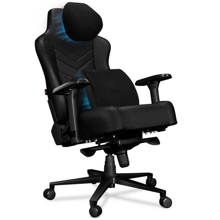 YUMISU 2053 – Scaun de gaming si birou magnetic din piele ecologica, cu perne magnetice, scaun ergonomic pivotant, capacitate de incarcare 150 kg, negru, clasa premium