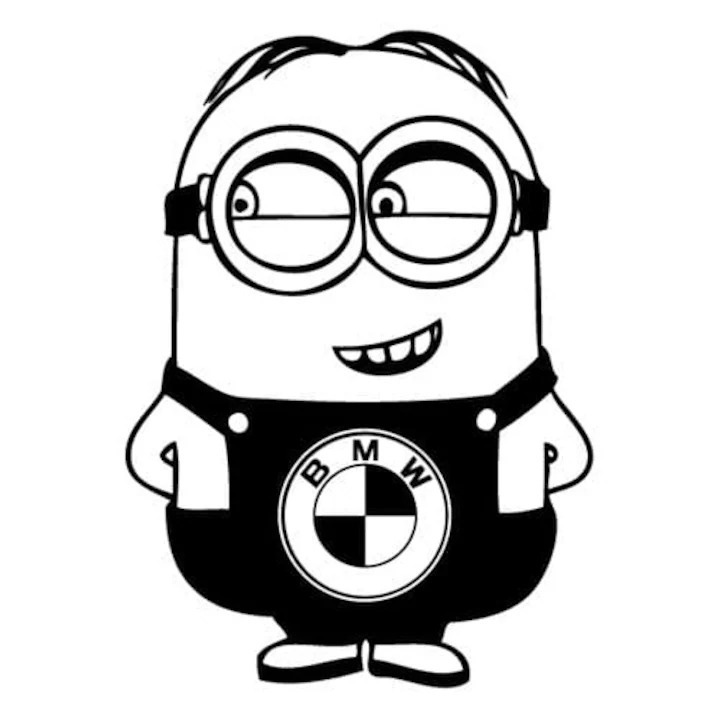 Sticker Auto Minion BMW, 26,1 cm, Negru