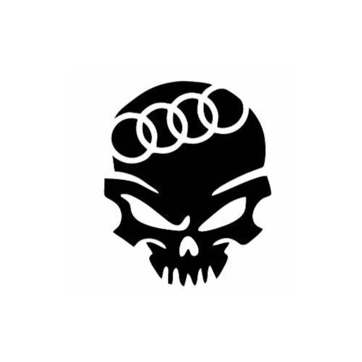 Sticker Auto Audi Craniu, 26,1 cm, Alb