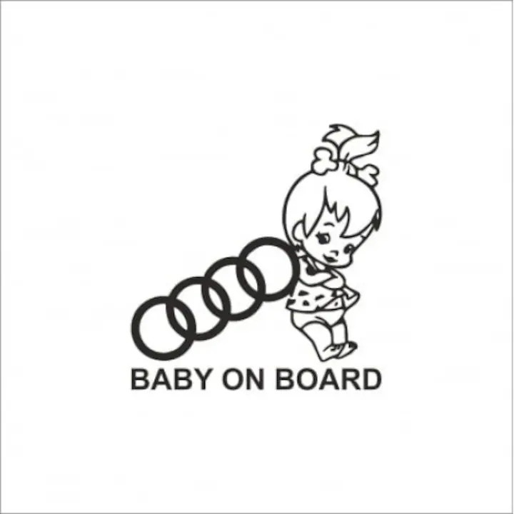Sticker Auto Baby on Board Audi, 26,1 cm, Alb