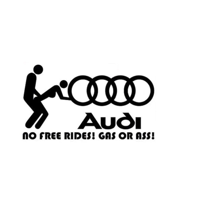 Sticker Auto Audi No Free Rides!, 26,1 cm, Alb