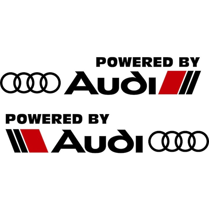 Set 2 Stickere Auto Powered by Audi, 26,1 cm, Negru