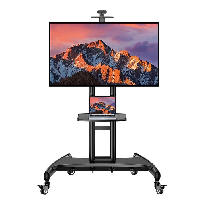 Стойка за телевизор Perlesmith PSTVMC05-US, Мобилна, 32-82", 45 кг, 44,09"-59,84" височина, 22,17" x 33,35" основа