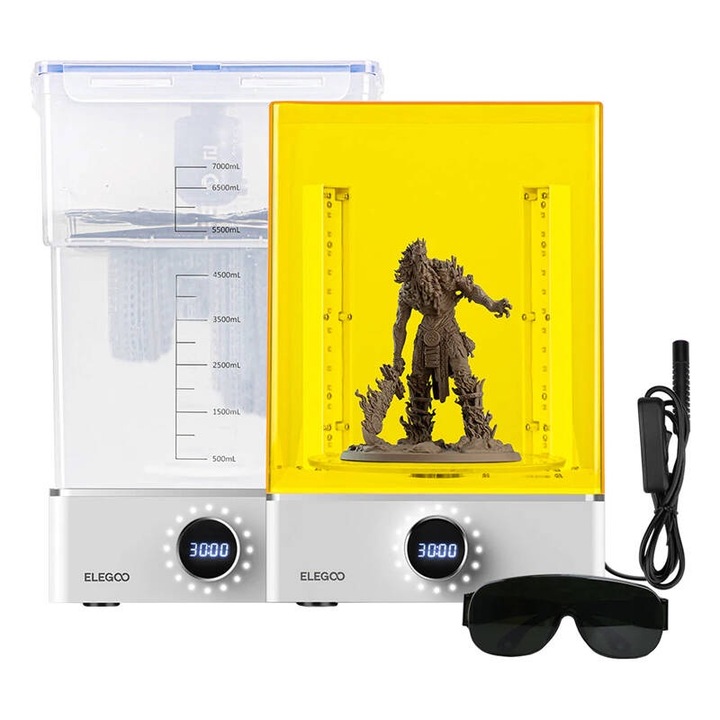 Устройство за почистване и втвърдяване на 3D принтери, ELEGOO, 7000 ml, 255 x 155 x 385.5 mm, многоцветен