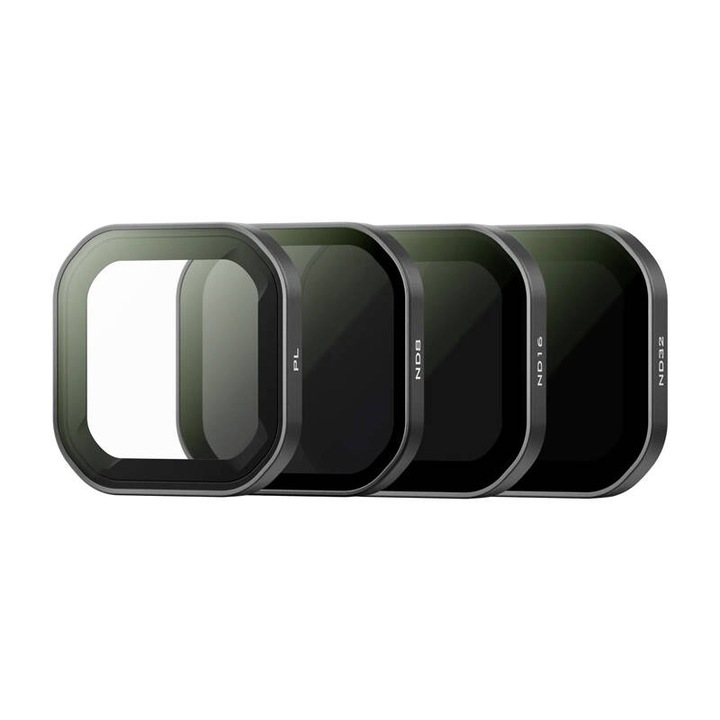 Комплект от 4 филтъра за камера Insta360 Ace Pro 2, ND8, ND16, ND32, PL, алуминий, 40x40x5.3mm, черен