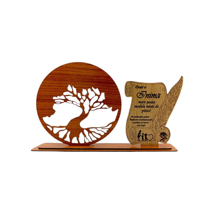 Blank Tablou copacul vietii cu placuta, cadou personalizat cu mesaj standard Doar o inima mare...", dimensiune 30x18cm