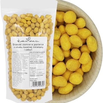 Alune invelite cu aroma de smantana acra si ceapa - Kuchnia Zdrowia - Gustare crocanta - Calitate superioara - Aroma distincta - Pachet cu fermoar etans: (500 grame)