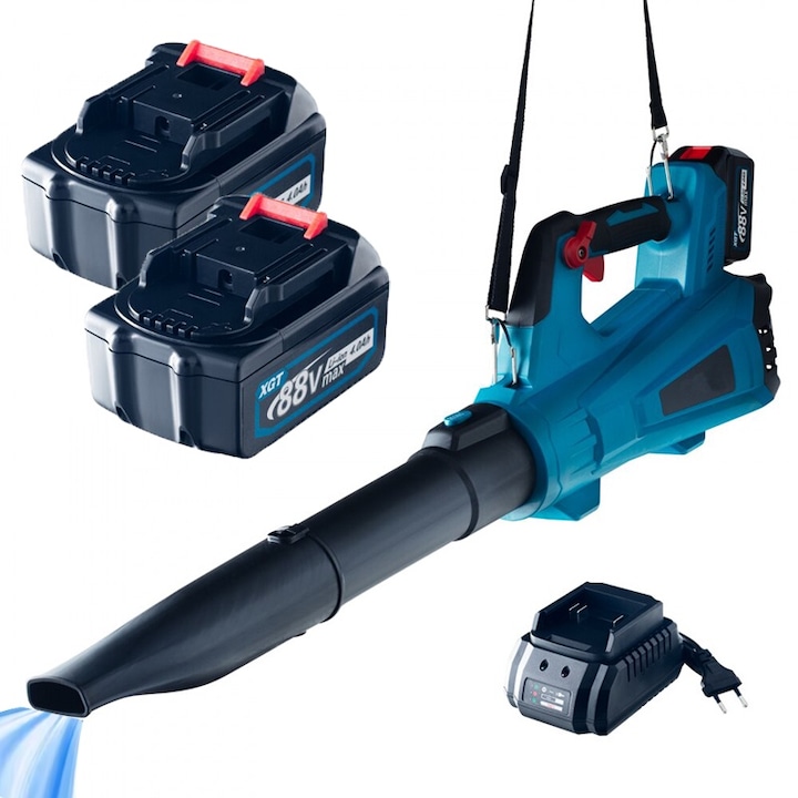 Suflanta aer universala, HOZRO, viteza de pana la 46.5 m/s, Putere de 88V, Volum de Aer 13 metrii cubi, 2 Baterii, Statie de incarcare, Autonomie mare, Calitate Premium