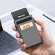 AdroitGoods Сив държач за карти - Поставка за кредитна карта - Разтегателен алуминиев поставка за карти - Портфейл - Мъже - Жени