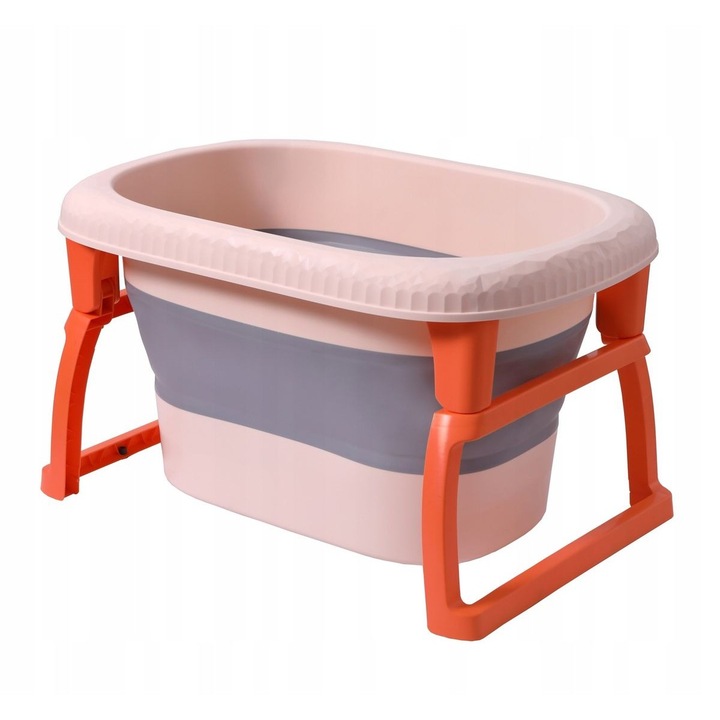 Сгъваема вана, от Fitilomania, изработена от PP+TPE, за деца 0-6 години, с крачета, опора за седалка, херметичен сифон, 80 x 52 x 42 см, оранжева