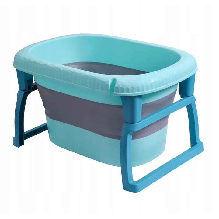Сгъваема вана, от Fitilomania, изработена от PP+TPE, за деца 0-6 години, с крачета, опора за седалка, херметичен сифон, 80 x 52 x 42 см, синя