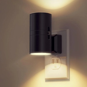 Lampa de Noapte LED AMIS®, Senzor zi-noapte, Lumina Calda 3000K, Intensitate Reglabila 0-100lm, 1W, 8.8cm x 4.8cm, Negru