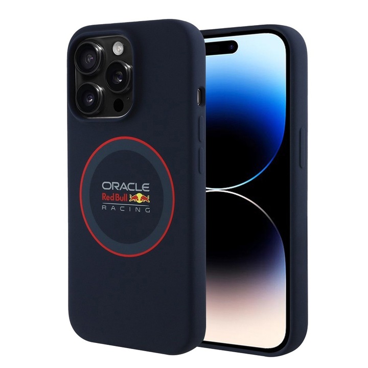 Премиум калъф за iPhone 14 Pro съвместим с MagSafe Red Bull Racing - Тъмно син