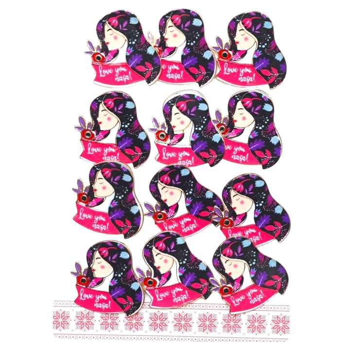 Set 12 Martisoare Brosa tip insigna, Model 142, Love You Nasa