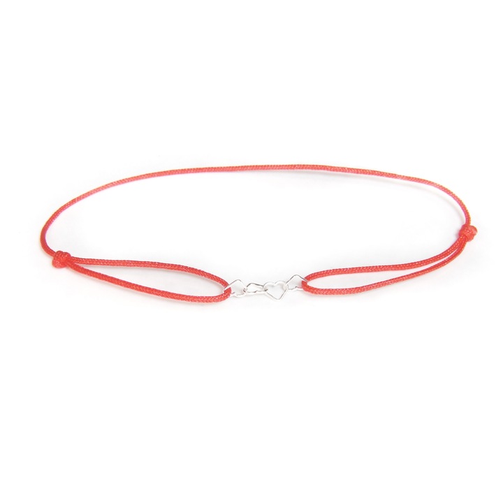 Bratara martisor reglabila cu link din argint 925 cu inimioare