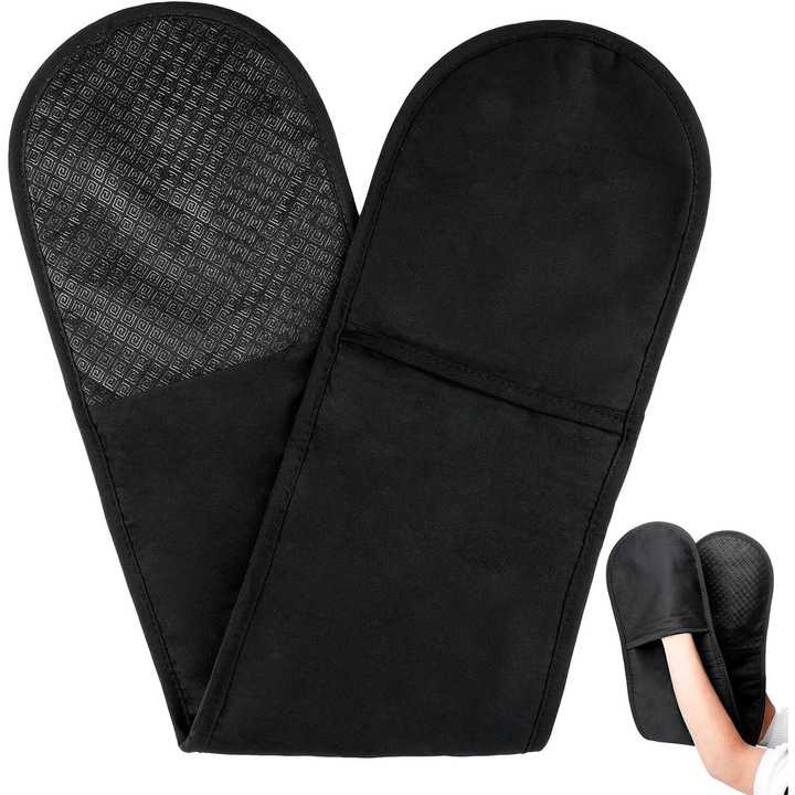 Fekete sütőkesztyű, hőálló, csúszásmentes kivitel, 86x18cm, 1 db-os készlet