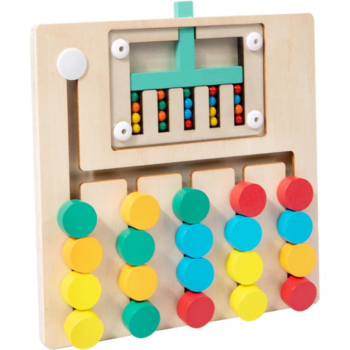 Puzzle educativ din lemn, joc de potrivire a culorilor, 5 culori, pentru copii 3+ ani, set jocuri Montessori