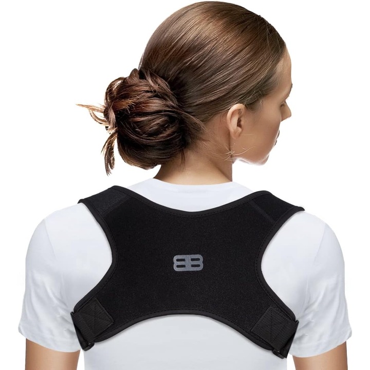 Corector de Postura, Back Bodyguard, pentru indreptare spate si umeri, unisex, negru, marimea L