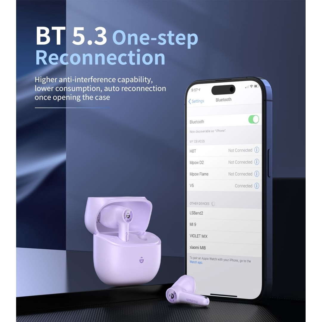 Casti Wireless Choetech BH-T19, Bluetooth, cu microfon, violet