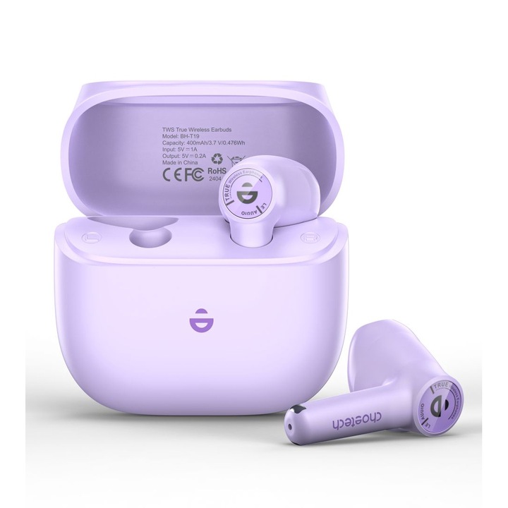 Casti Wireless Choetech BH-T19, Bluetooth, cu microfon, violet