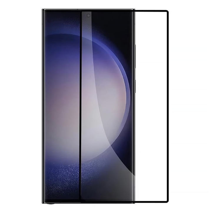 5D edzett üveg felső képernyőfólia Samsung Galaxy S25 Ultra készülékhez, teljes védelem, ragasztó a teljes felületen, 9H védelmi technológia, Full HD Premium Clarity, teljes ragasztó, fekete élek