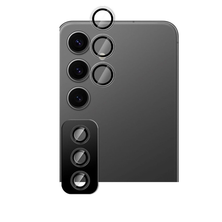 Set 3 protectii sticla camera foto HOFI CamRing compatibil cu Samsung Galaxy S25 Clear