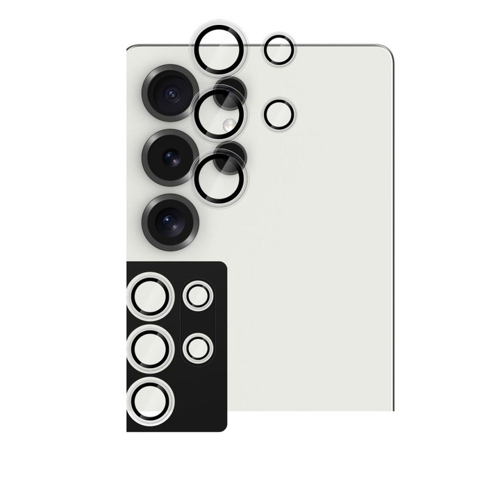 Set 5 protectii sticla camera foto HOFI CamRing compatibil cu Samsung Galaxy S25 Ultra Clear