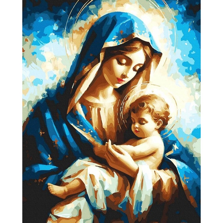 Set pictura pe numere, cu sasiu, Fecioara blanda, 40x50 cm