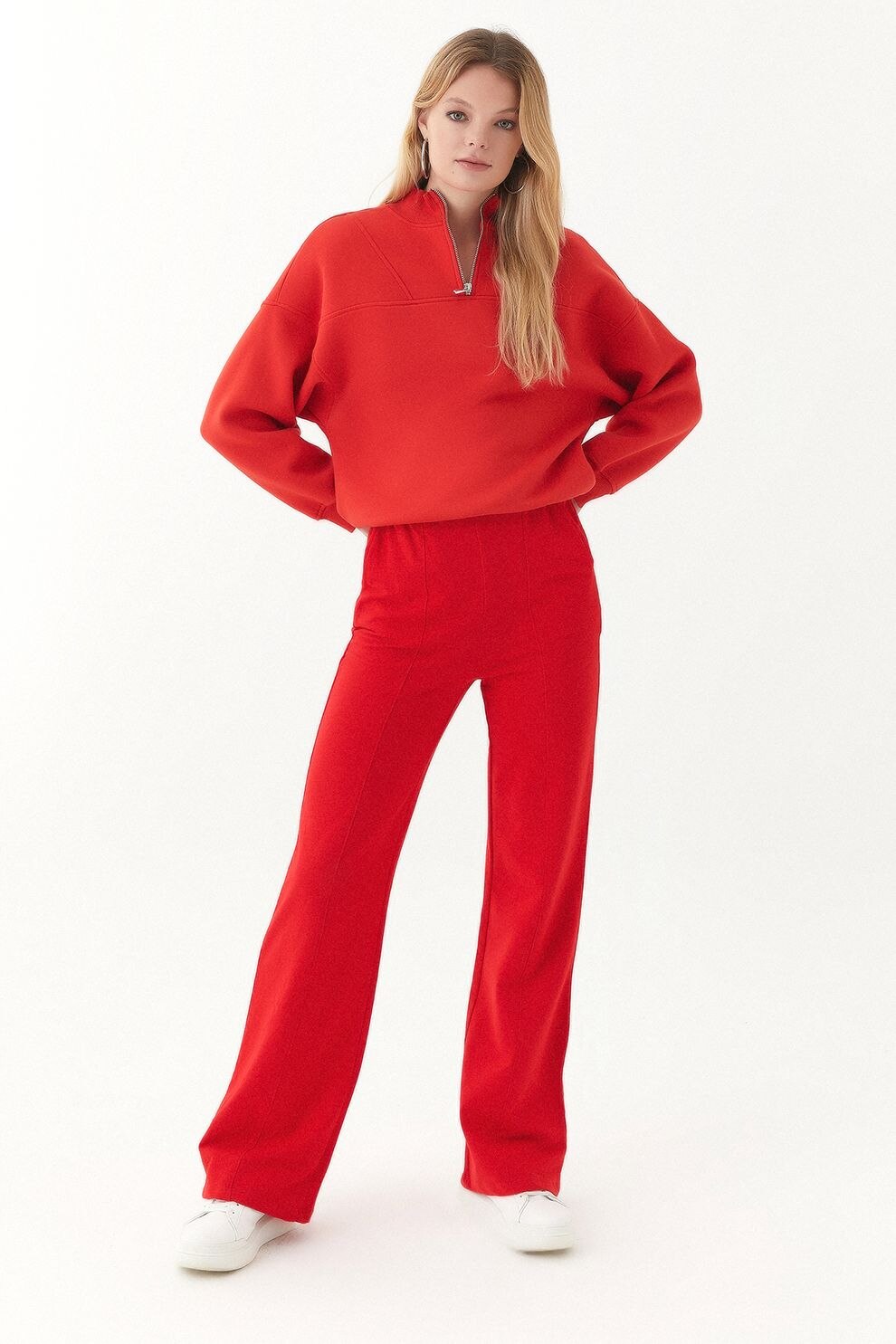OXXO, Pantaloni evazati cu buzunare oblice Bosribbel, Rosu, XS